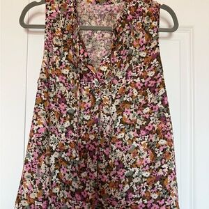 NWT LOFT Pink Floral Sleeveless Blouse
